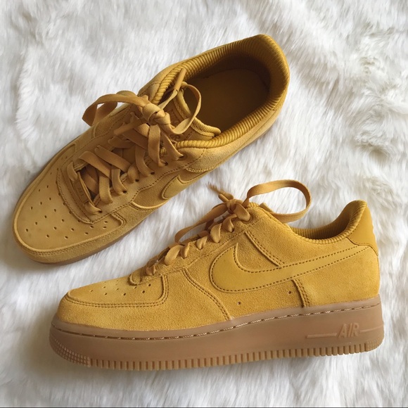 Nike Shoes | Nike Mustard Suede Air Force Sneakers | Poshmark